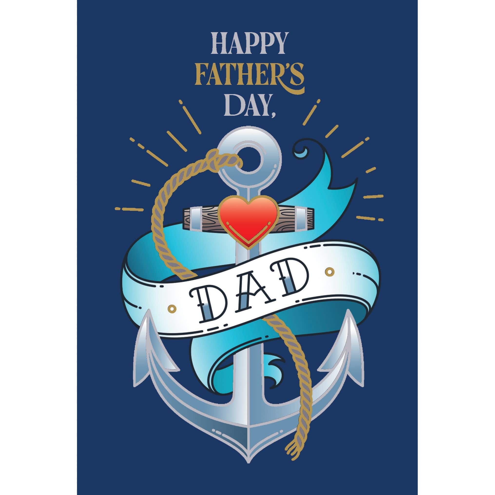 Anchor tattoo-themed Father's Day card by Omega Industry Co., LTD featuring a nautical anchor design on a festive greeting card.